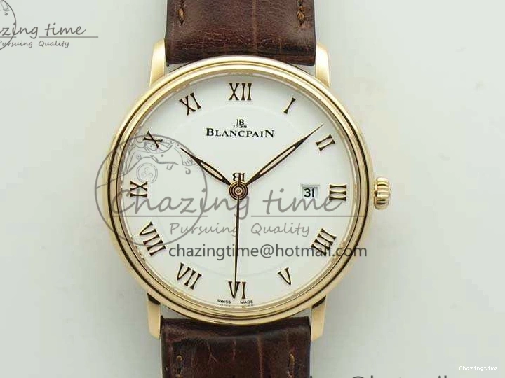 0328 Villeret 6651 RG ZF 1:1 Best Edition White Dial On Brown Leather Strap A Unique 8097
